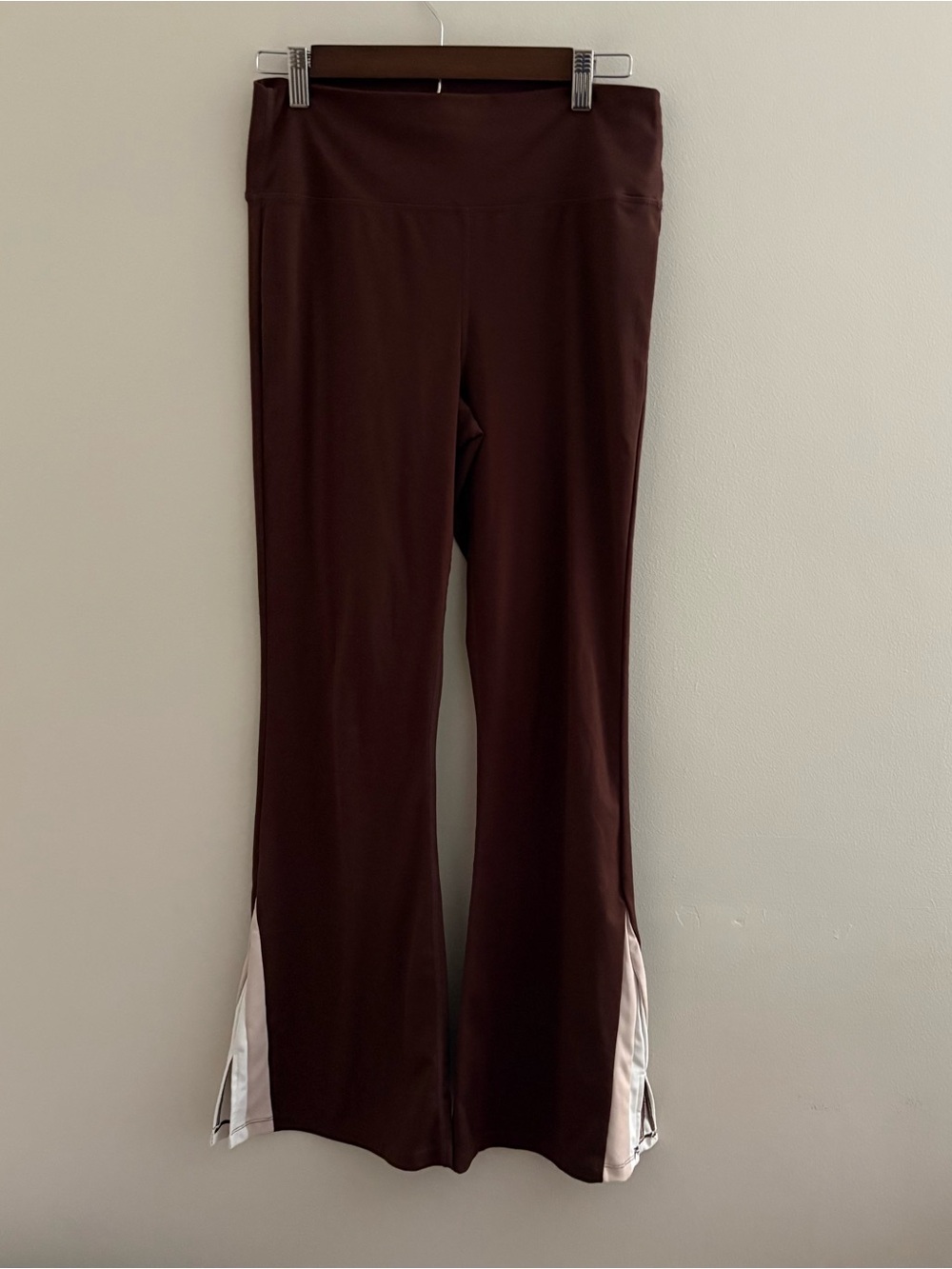 Wilo The Label Large Stretch Flare Leg Leggings Brown Casual Pull On Pants N7